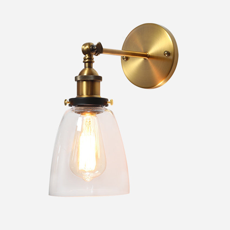Loft Industrial Wall Mount Light Single Light Glass Shade Sconce Light for Bedside Restaurant