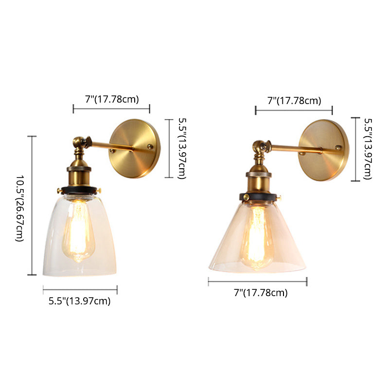 Loft Industrial Wall Mount Light Single Light Glass Shade Sconce Light for Bedside Restaurant