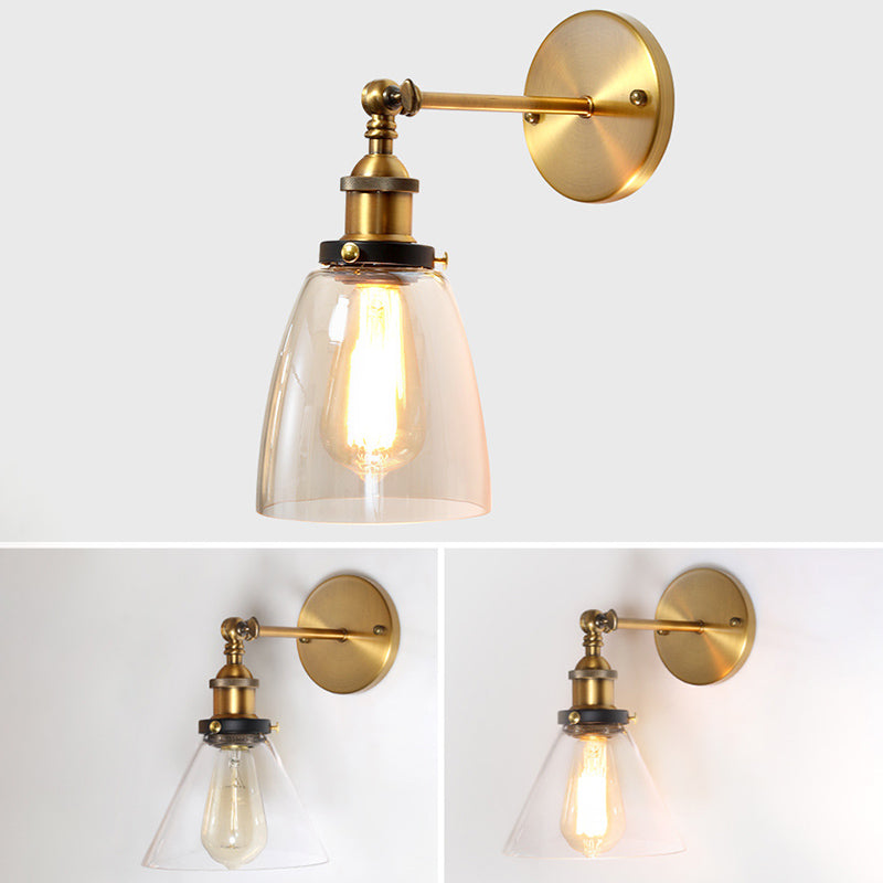 Loft Industrial Wall Mount Light Single Light Glass Shade Sconce Light for Bedside Restaurant