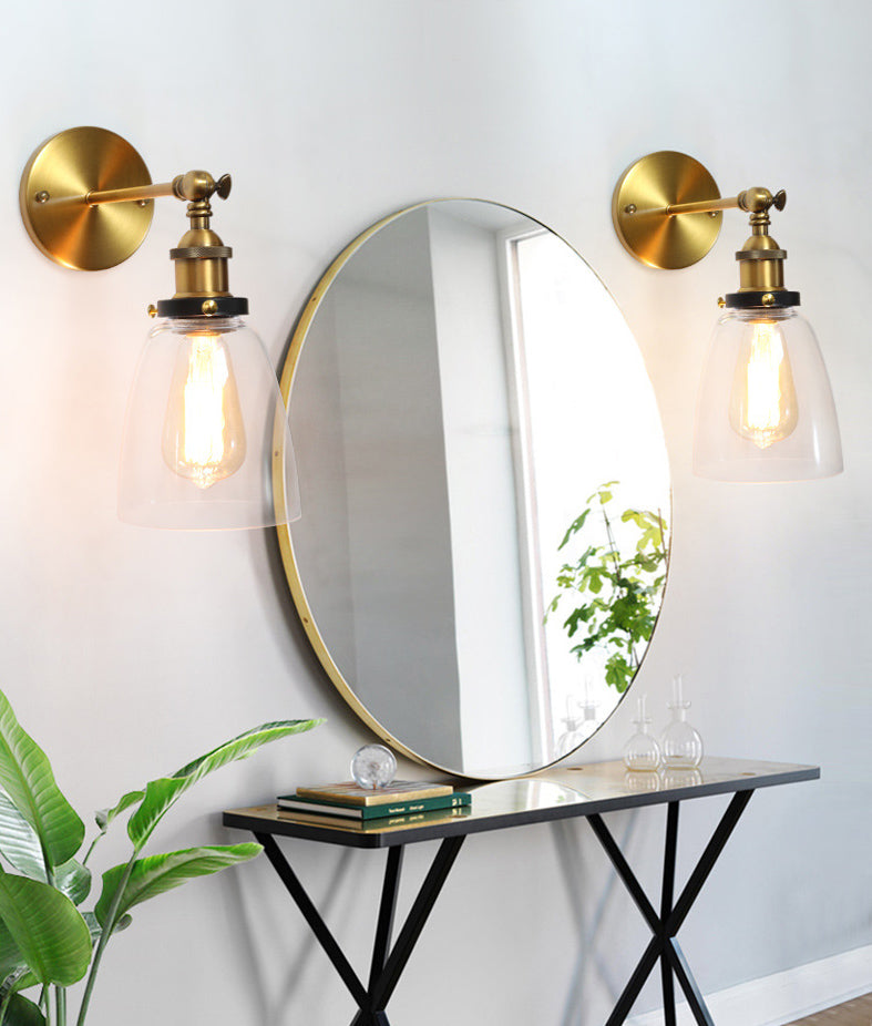 Loft Industrial Wall Mount Light Single Light Glass Shade Sconce Light for Bedside Restaurant