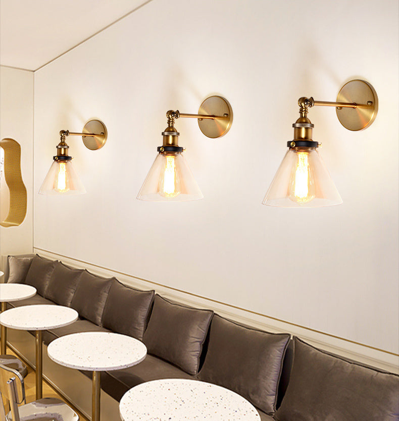 Loft Industrial Wall Mount Light Single Light Glass Shade Sconce Light for Bedside Restaurant