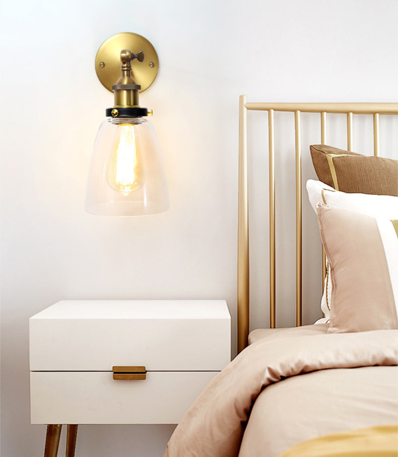 Loft Industrial Wall Mount Light Single Light Glass Shade Sconce Light for Bedside Restaurant