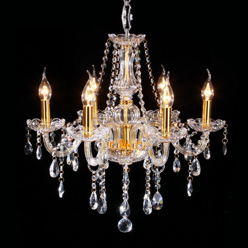 Curvy Armed Crystal Crystal Light Light Victorian Style 6 Heads Golden Dropserve