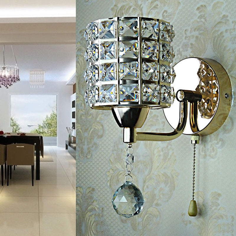 Luces de pared de tocador de medio cilindro Luz de tocador de cristal de estilo de lujo moderno