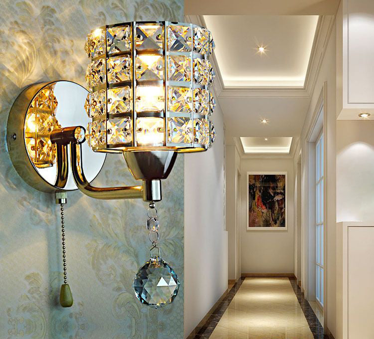 Luces de pared de tocador de medio cilindro Luz de tocador de cristal de estilo de lujo moderno