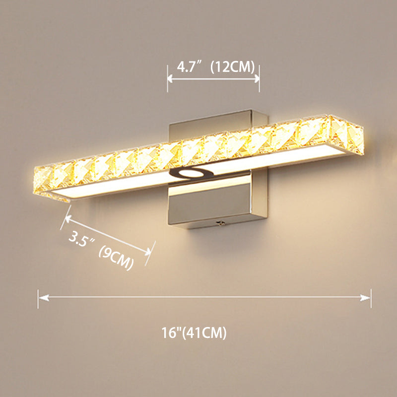 Rectangular LED Vanity Lamp Modern Minimalist Style Crystal Single Vanity Light