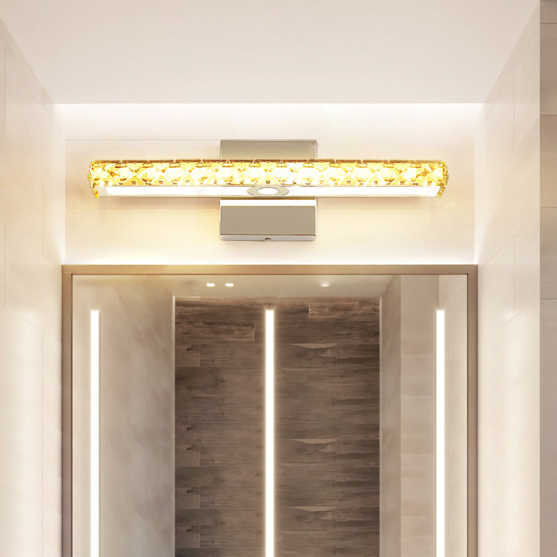 Rectangular LED Vanity Lamp Modern Minimalist Style Crystal Single Vanity Light