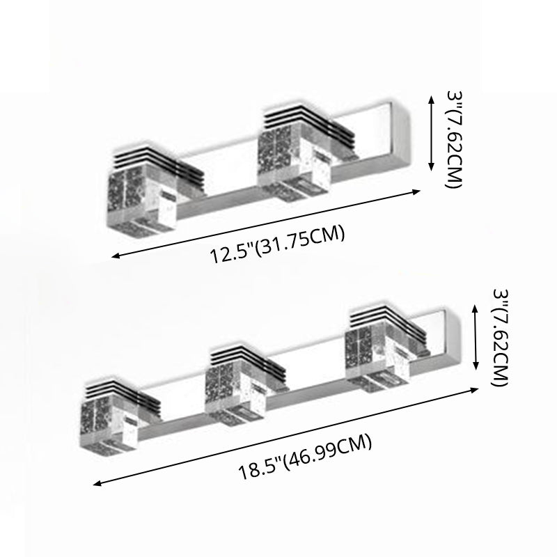 Square Vanity Sconce Lights Modern Minimalist Style Crystal Vanity Light