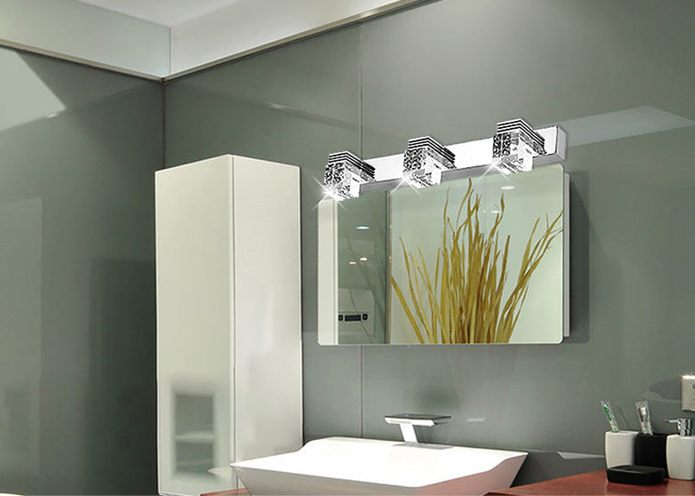 Square Vanity Sconce Lights Modern Minimalist Style Crystal Vanity Light