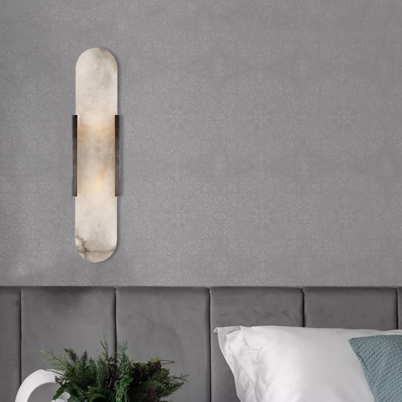 2 Bulbs Bar Flush Mount Colonial Gold/Black Marble Wall Sconce Lighting for Dining Room