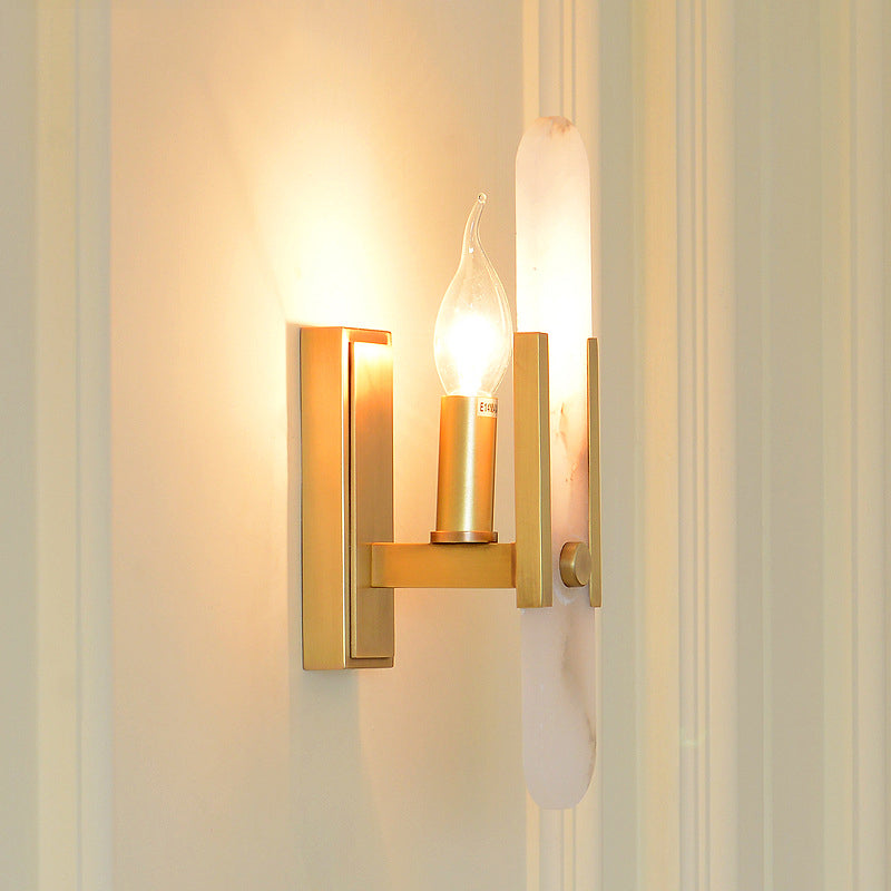 Bare Bulb Metal Wall Sconce Colonial 1 Bulb Hallway Wall Lighting Fixture in Brass