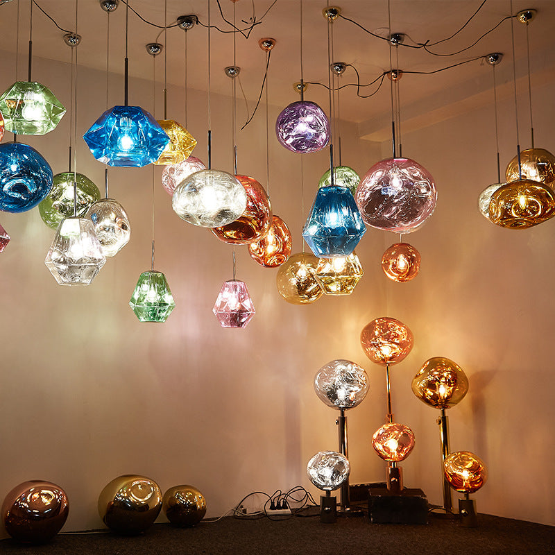 Unregelmäßiger Lava -Glasschatten hängend leichte minimalistische Kunst dekorative Drop -Anhängerlampe für das Restaurant