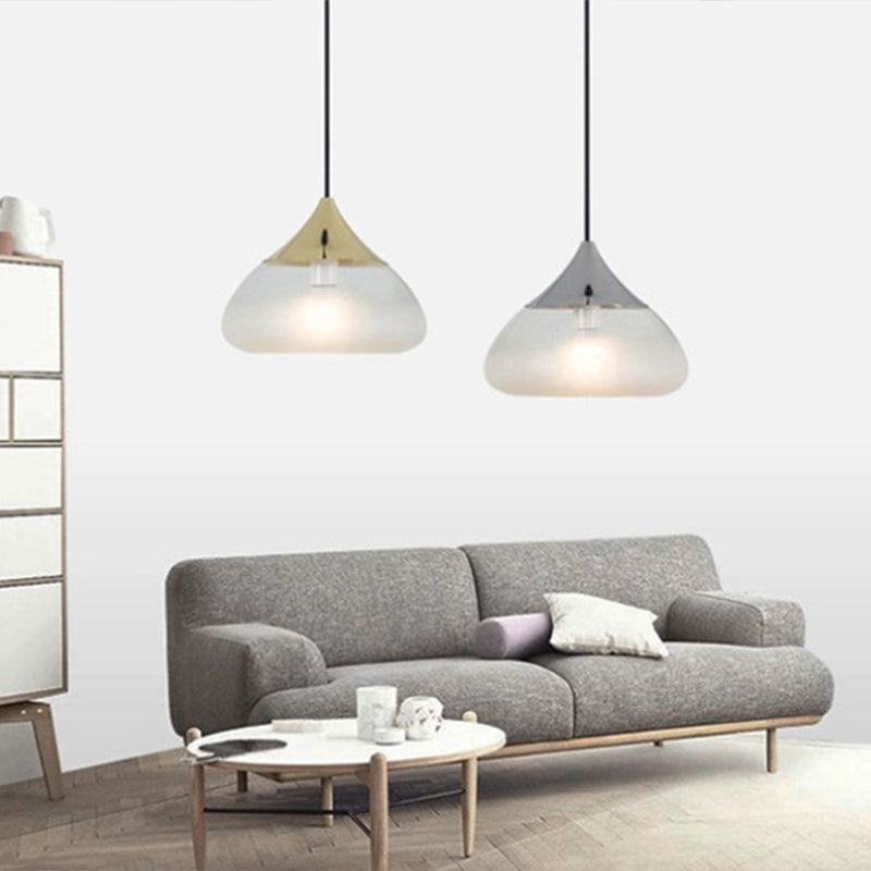 Teardrop Transparent Glass Shade Pendant Lamp Modern Style Mini Lighting Fixture for Kitchen Dining Room