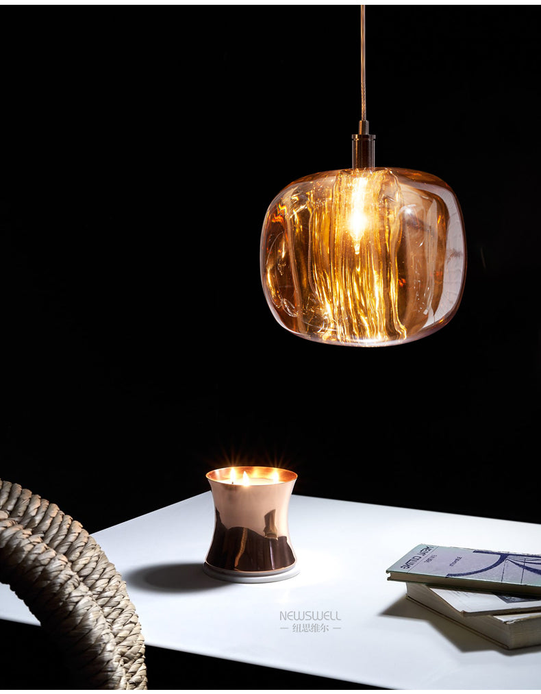 Post moderne stijl glas eenvoud hangende metalen basis enkele lamp hanglampje voor trap gang