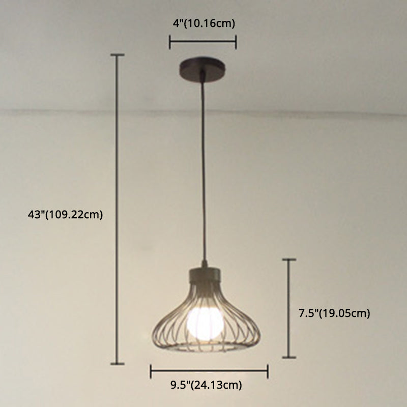 Pear Shape Metal Frame Mini Hanging Lamp Industrial Style Single Bulb Pendant Light for Hallway Staircase