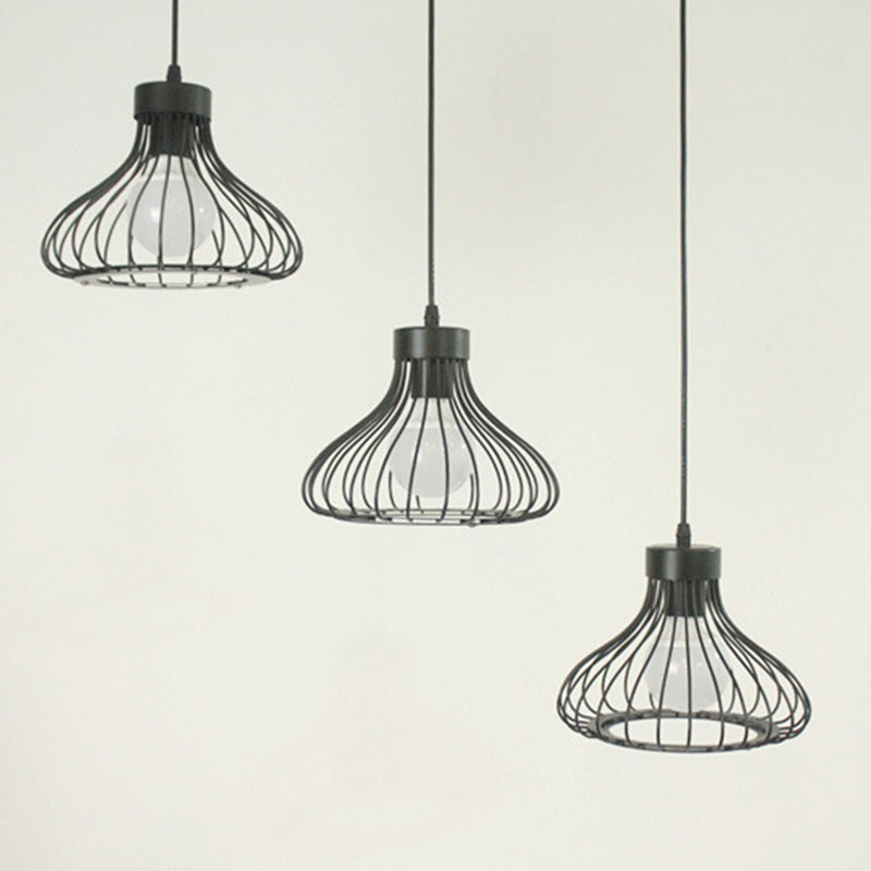 Pear Shape Metal Frame Mini Hanging Lamp Industrial Style Single Bulb Pendant Light for Hallway Staircase