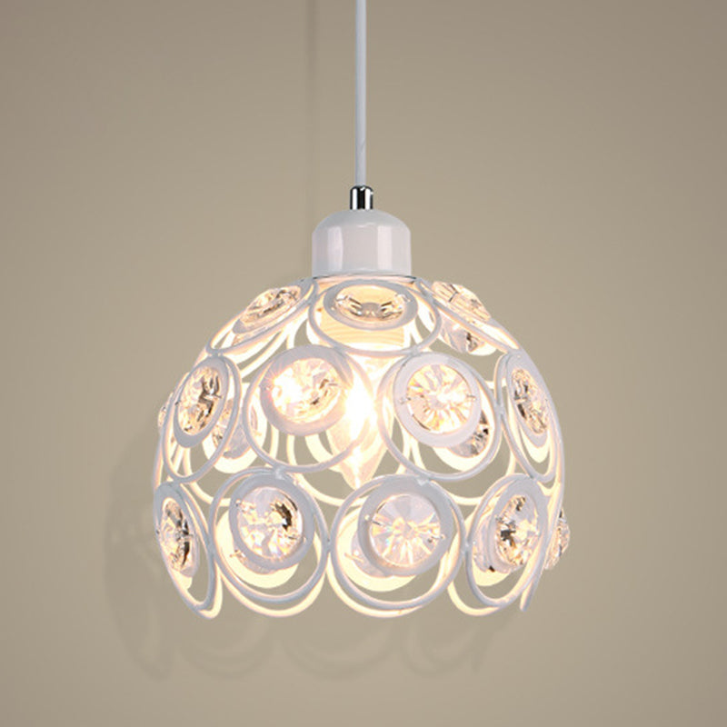 7 "ancho de estilo contemporáneo Mini lámpara colgante marco de metal con accesorios de iluminación con cuentas de cristal luces colgantes