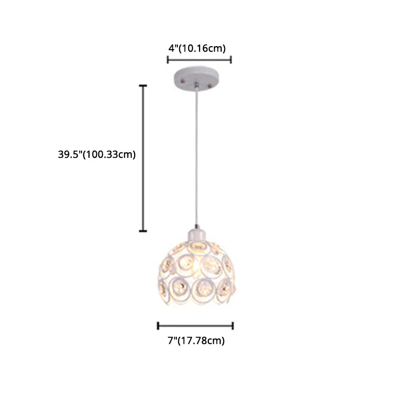 7 "ancho de estilo contemporáneo Mini lámpara colgante marco de metal con accesorios de iluminación con cuentas de cristal luces colgantes