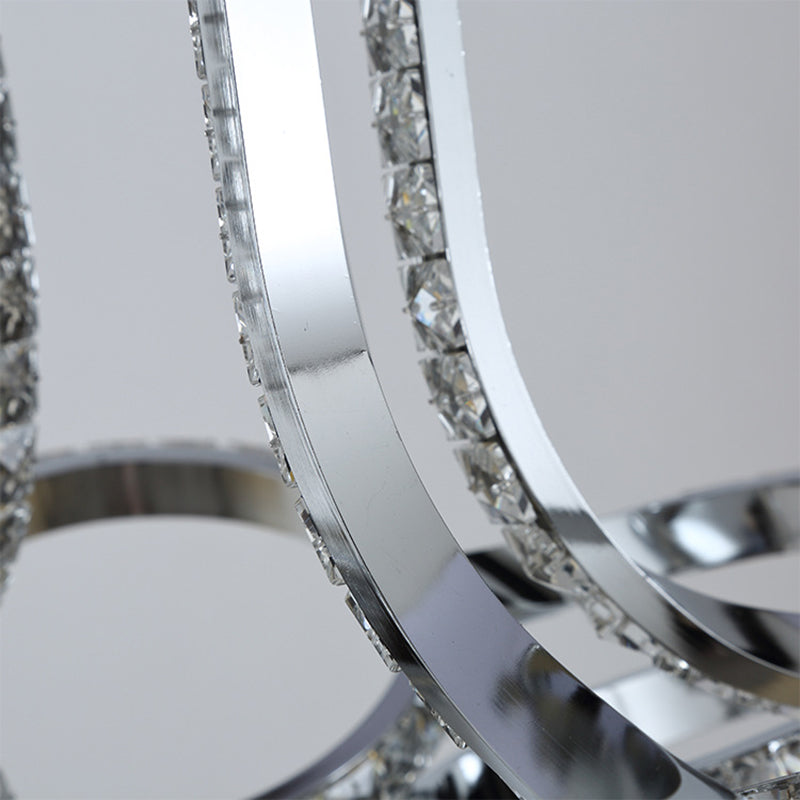 Luz de suspensión de cromo retorcido modernismo modernismo y lámpara de araña colgante de LED de cristal en luz cálida/blanca