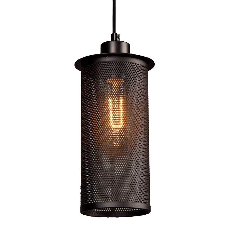Metalen hanglamp Licht armatuur vintage stijl zwarte cilinder coffeeshop hangend plafondlicht