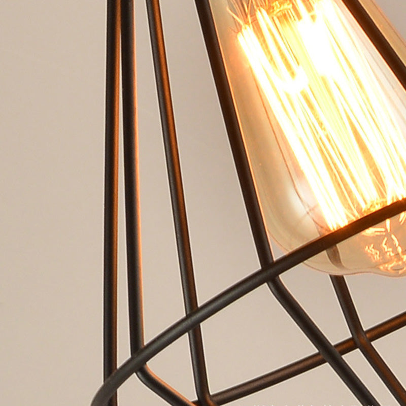 Luce a soffitto a sospensione della gabbia nera Restauga in metallo in metallo