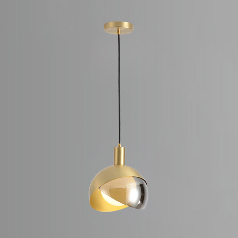 Globe Hanging Ceiling Light Minimalist Metal Bedroom Down Lighting Pendant in Gold