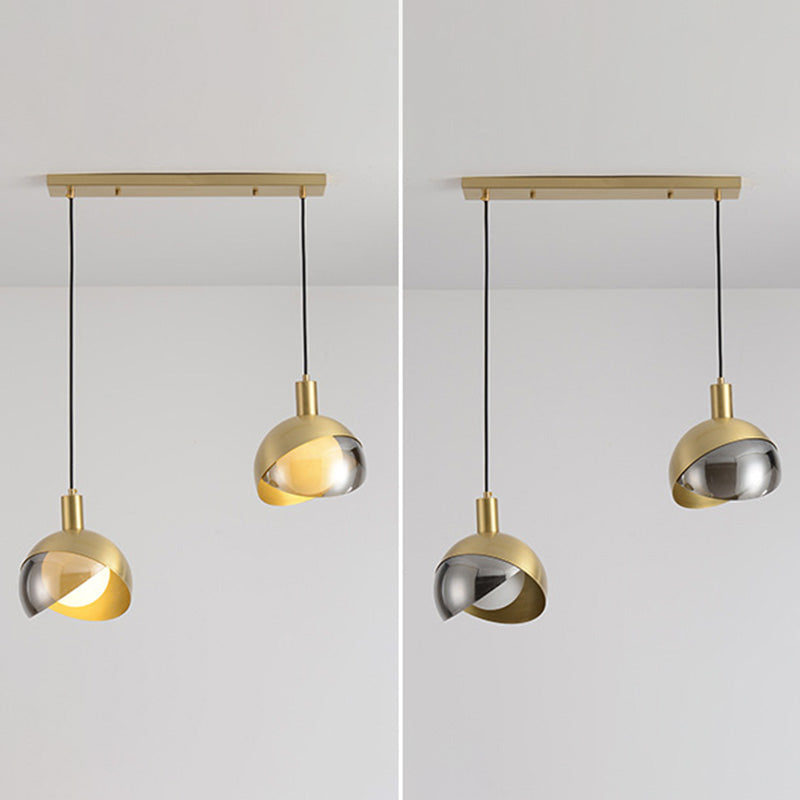Globe Hanging Ceiling Light Minimalist Metal Bedroom Down Lighting Pendant in Gold
