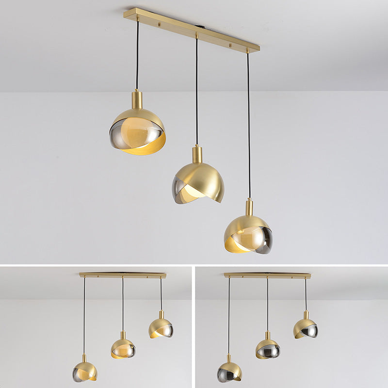 Globe Hanging Ceiling Light Minimalist Metal Bedroom Down Lighting Pendant in Gold