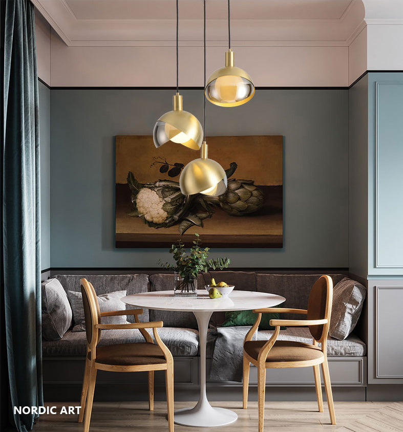 Globe Hanging Ceiling Light Minimalist Metal Bedroom Down Lighting Pendant in Gold