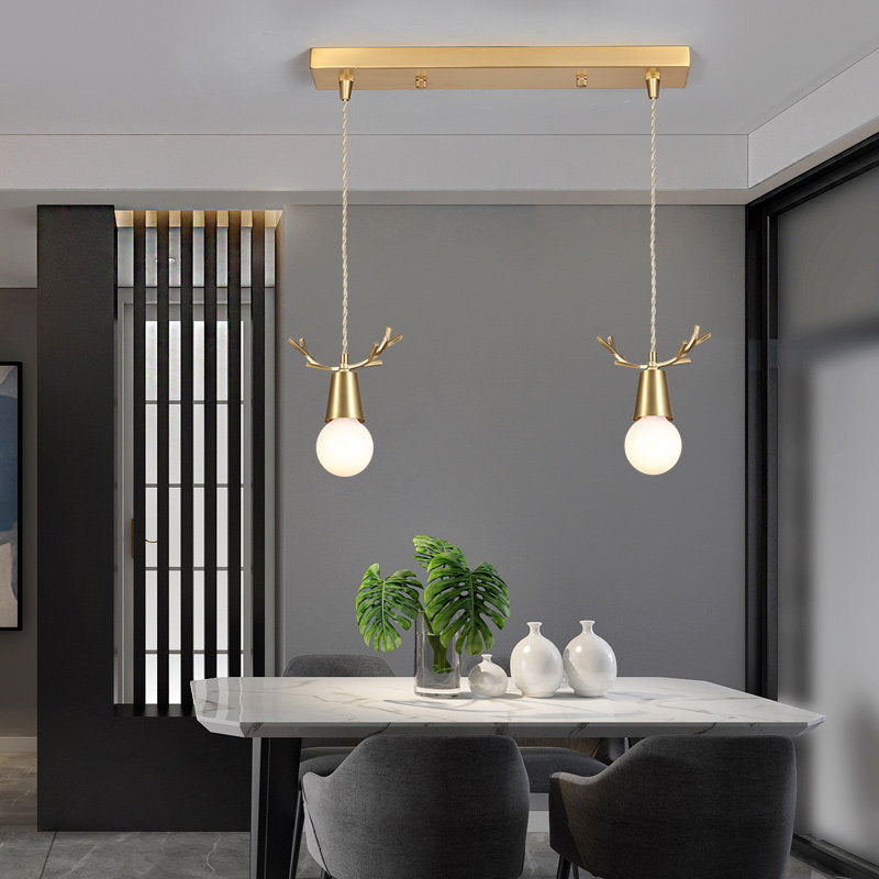 Geweih Metallheizes Licht Nordic Style Messing Down Lighting Anhänger für Esszimmer