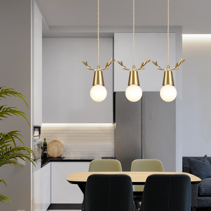Geweih Metallheizes Licht Nordic Style Messing Down Lighting Anhänger für Esszimmer