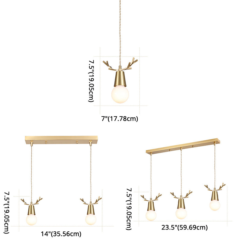 Geweih Metallheizes Licht Nordic Style Messing Down Lighting Anhänger für Esszimmer