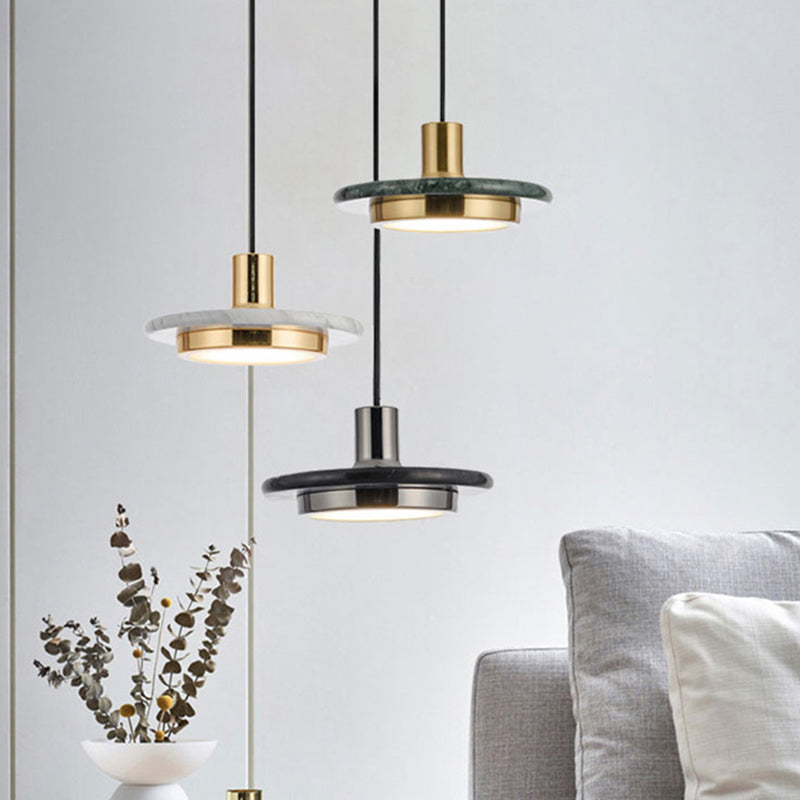 Stone Circle Pendant Lighting Fixture Minimalist LED Hanging Light Kit for Living Room