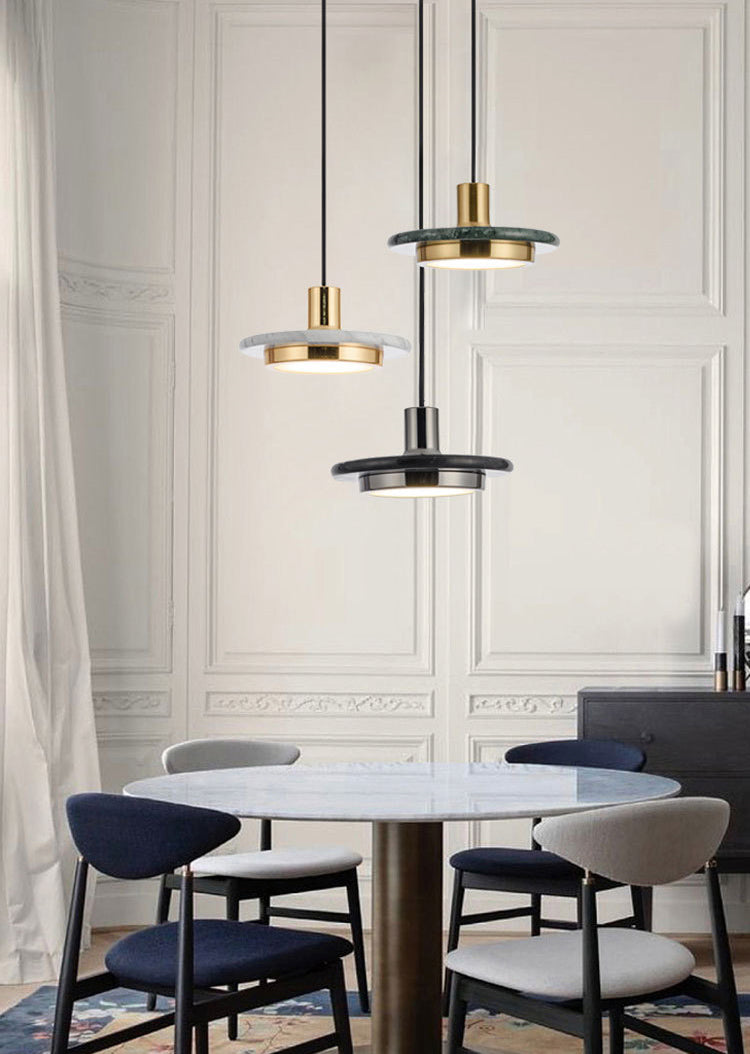 Stone Circle Pendant Lighting Fixture Minimalist LED Hanging Light Kit for Living Room