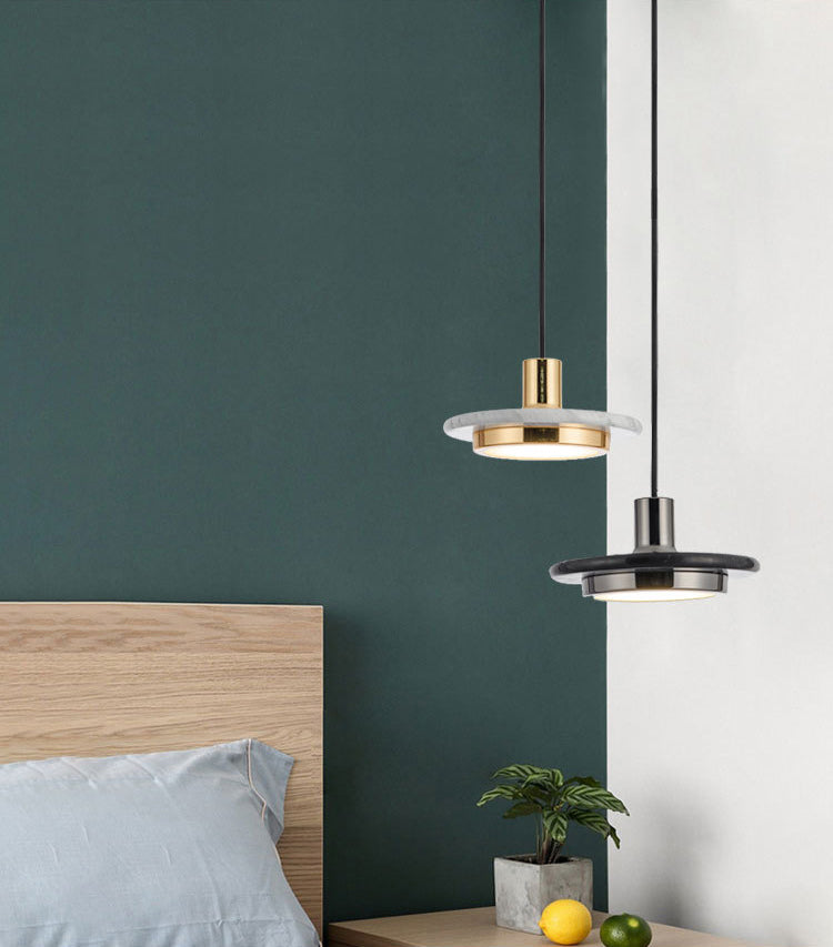 Stone Circle Pendant Lighting Fixture Minimalist LED Hanging Light Kit for Living Room