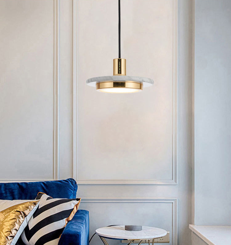 Stone Circle Pendant Lighting Fixture Minimalist LED Hanging Light Kit for Living Room