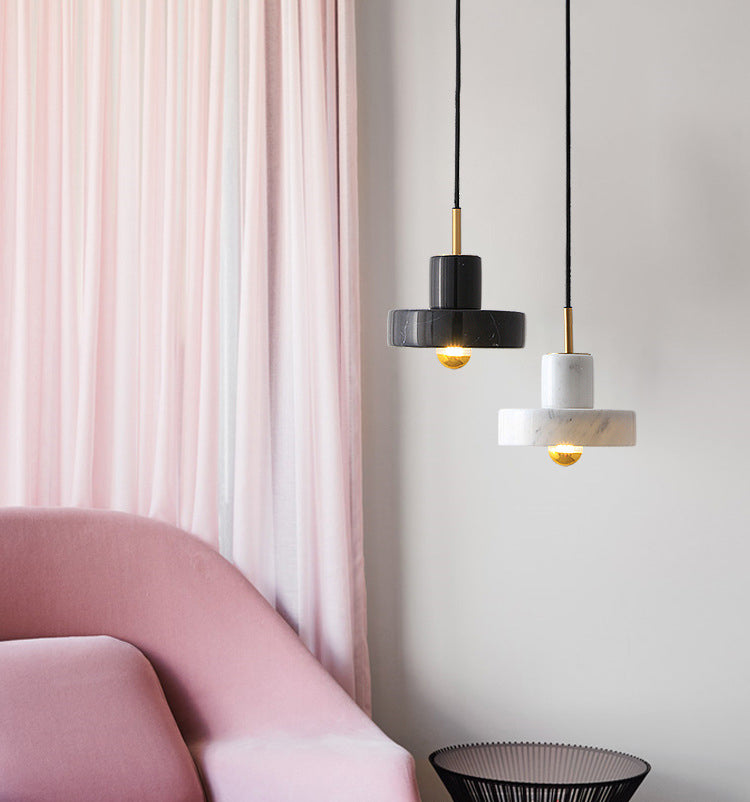 Nordic Style Circle Pendant Lighting Fixture Stone Living Room Suspension Pendant