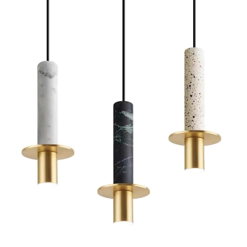 Simplicity Style Hanging Pendant Light Cylinder Pendant Lighting Fixture with Stone Shade