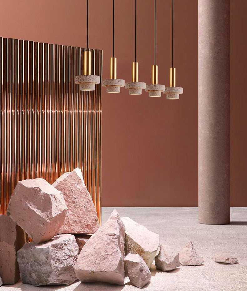 Tiered Pendant Light Fixture Minimalist Style Stone Ceiling Pendant Light for Bedroom