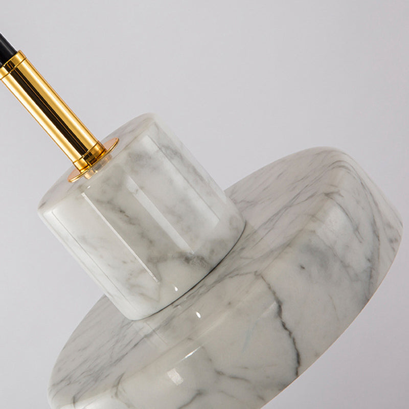 Stone Circle Hanging Light Fixture Minimalist White Down Lighting Pendant for Dinning Room