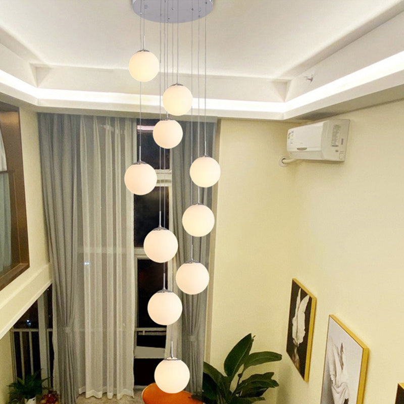 Sphere Staircase Pendant Ceiling Light Glass Modern Style Ceiling Pendant Light in Gold