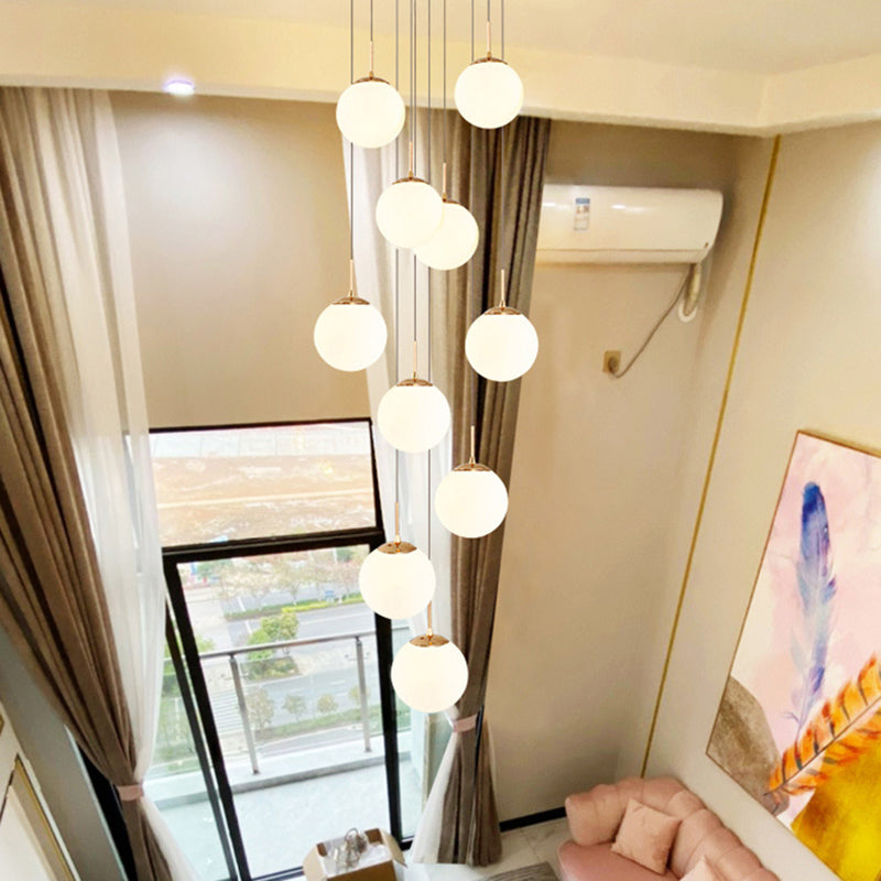Sphere Staircase Pendant Ceiling Light Glass Modern Style Ceiling Pendant Light in Gold