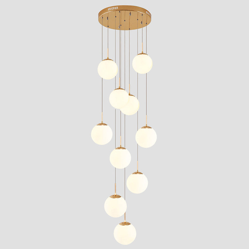 Sphere Staircase Pendant Ceiling Light Glass Modern Style Ceiling Pendant Light in Gold