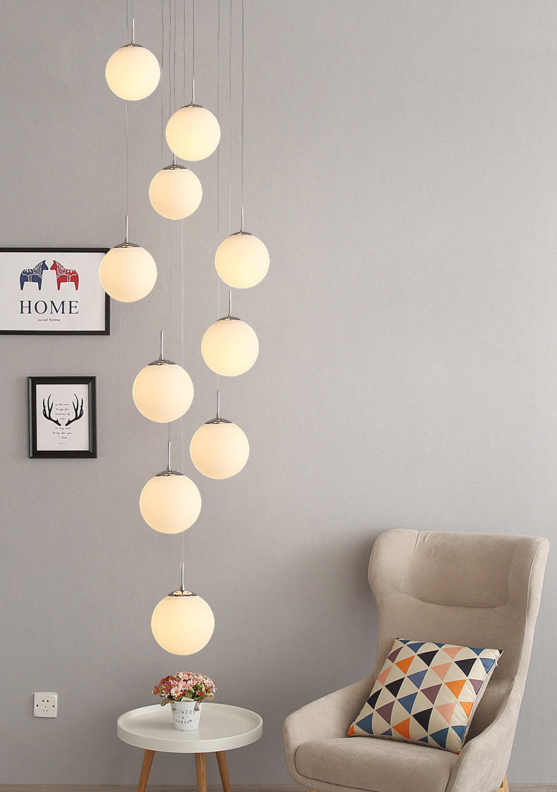 Sphere Staircase Pendant Ceiling Light Glass Modern Style Ceiling Pendant Light in Gold