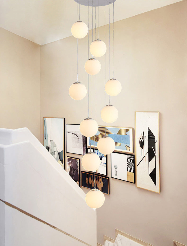 Sphere Staircase Pendant Ceiling Light Glass Modern Style Ceiling Pendant Light in Gold