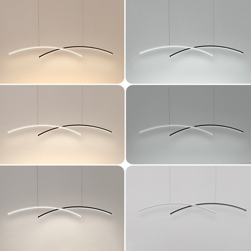 Accesorio de iluminación colgante de sala de estar sombreada LED Simplicidad colgante en blanco negro
