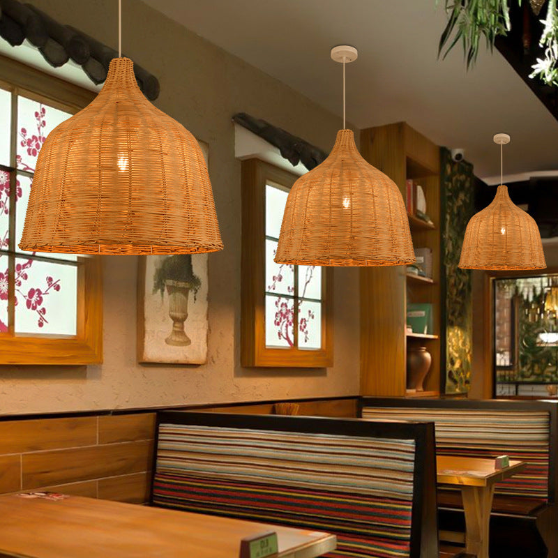 Bell Anhänger Leuchte Asia Rattan Hängende Anhänger Lichter für das Restaurant