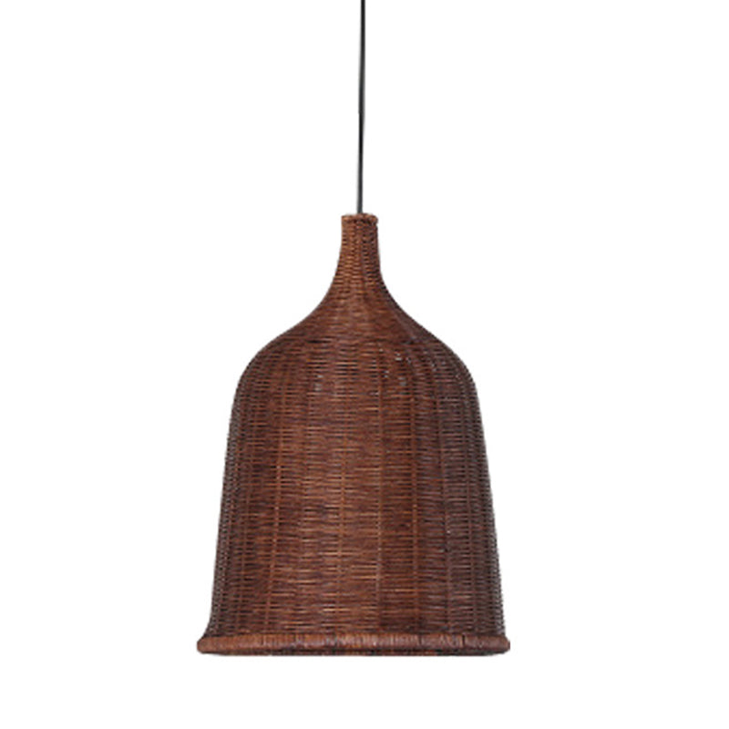 Bell Pendant Light Fixture Asia Rattan Hanging Pendant Lights for Restaurant