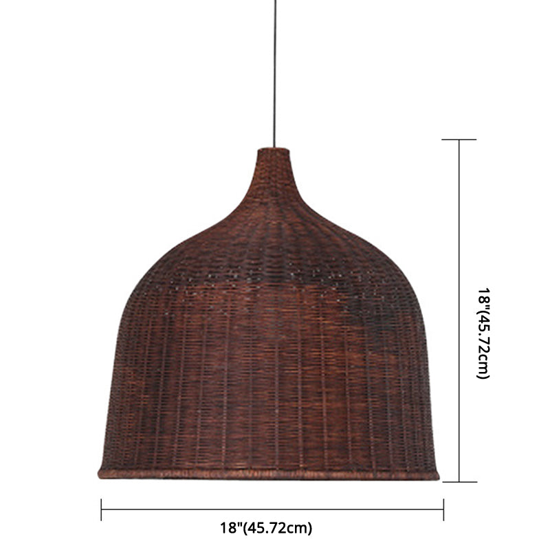 Bell Pendant Light Fixture Asia Rattan Hanging Pendant Lights for Restaurant