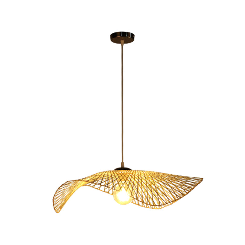 1 Light Swirl Hanging Pendant Lights Chinese Bamboo Pendant for Restaurant